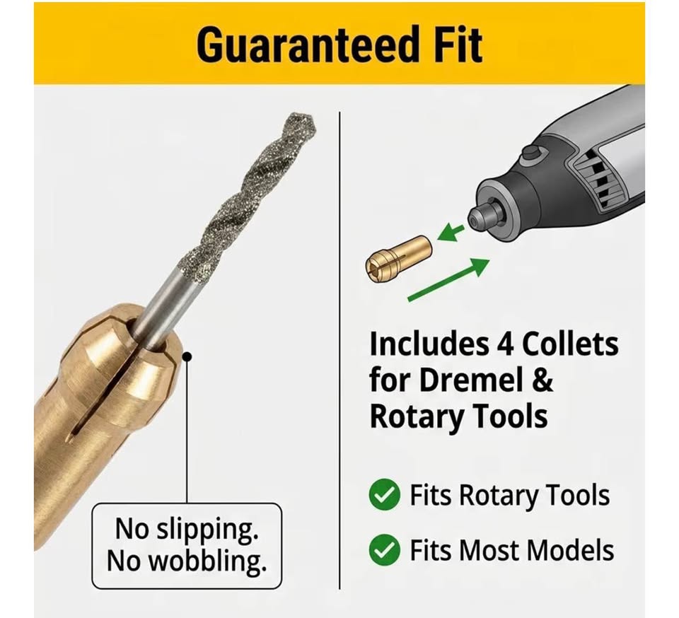 Drilax 24-Piece Diamond Drill Bit Set (1mm, 1.5mm, 2mm, 2.5mm) Compatible with D