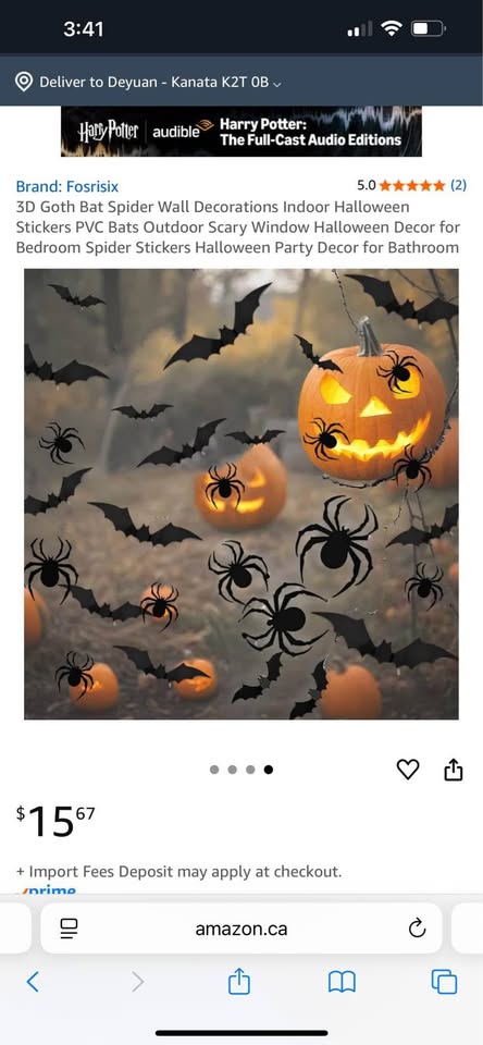 72pcs 3D Goth Bat Spider Wall Decorations Indoor Halloween Stickers