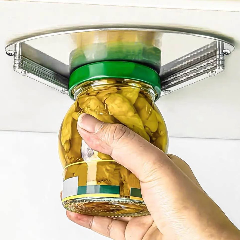 Stainless Steel Jar Openers for Seniors, Under Cabinet Jar Opener Tool for Weak 
