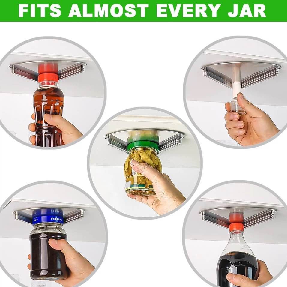 Stainless Steel Jar Openers for Seniors, Under Cabinet Jar Opener Tool for Weak 