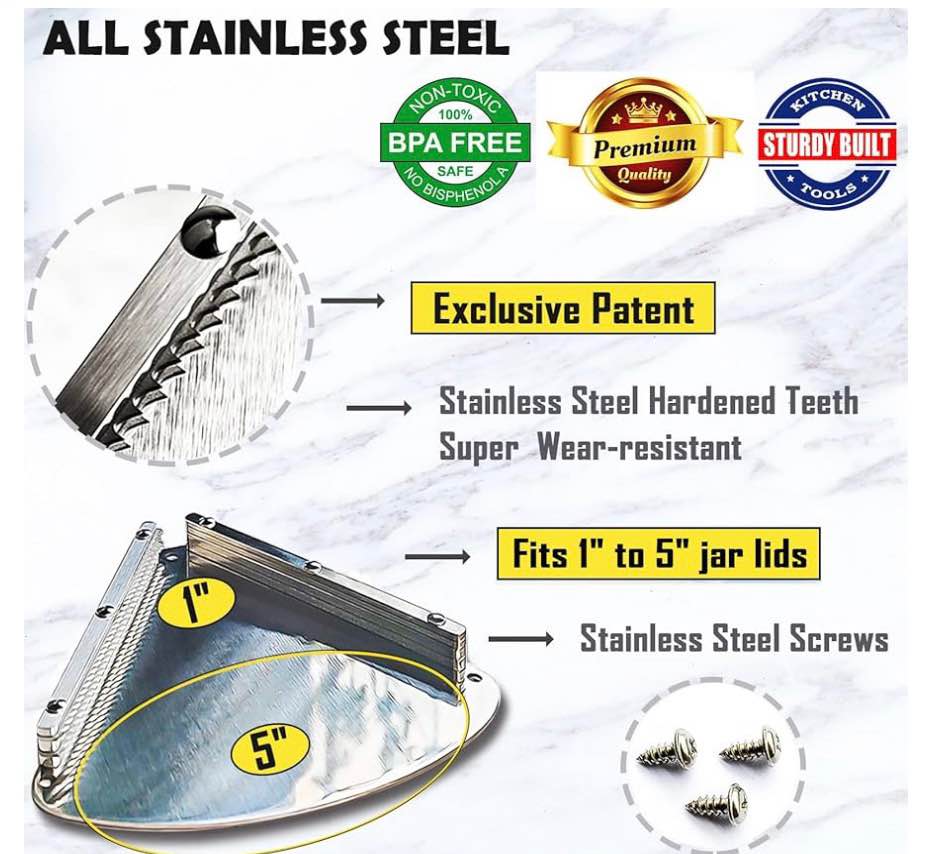 Stainless Steel Jar Openers for Seniors, Under Cabinet Jar Opener Tool for Weak 