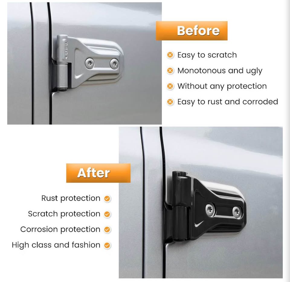 Door Hinge Cover Trim Exterior Accessories Decoration for 2018-2025 Jeep Wrangle