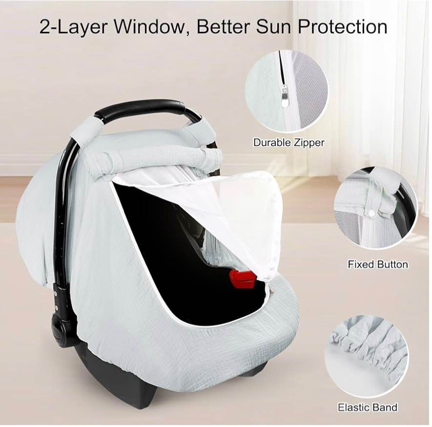 Car Seat Covers for Babies, Summer Baby Car Seat Cover for Boys Girls with Breat