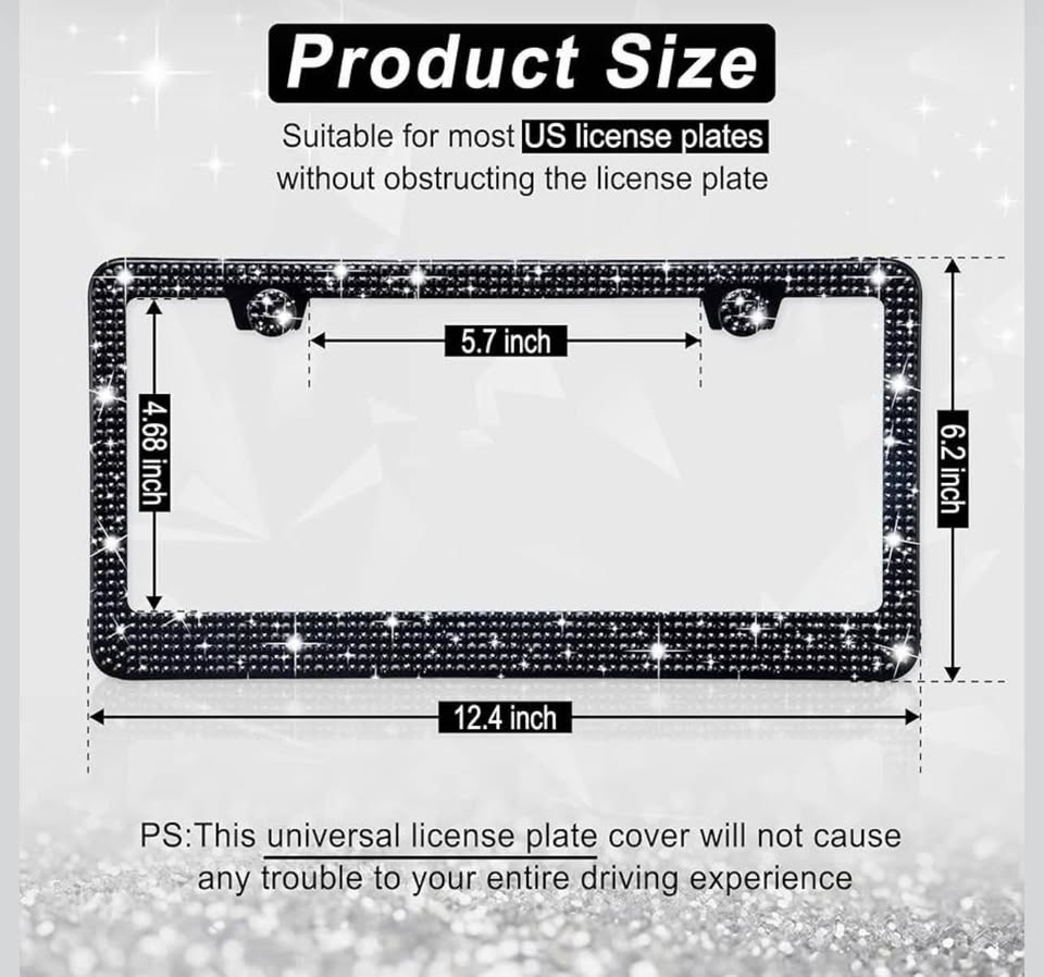 Black Rhinestone License Plate Frame