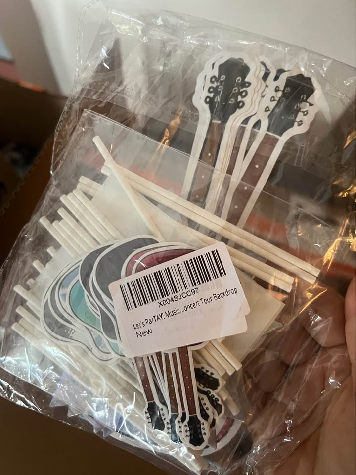 let's party music birthday party banner and cupcake toppers 42 pcs with guitar c