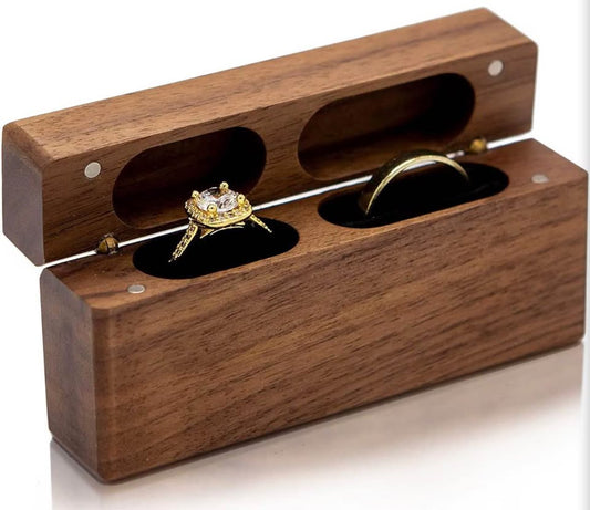 Muujee Walnut Double Ring Box