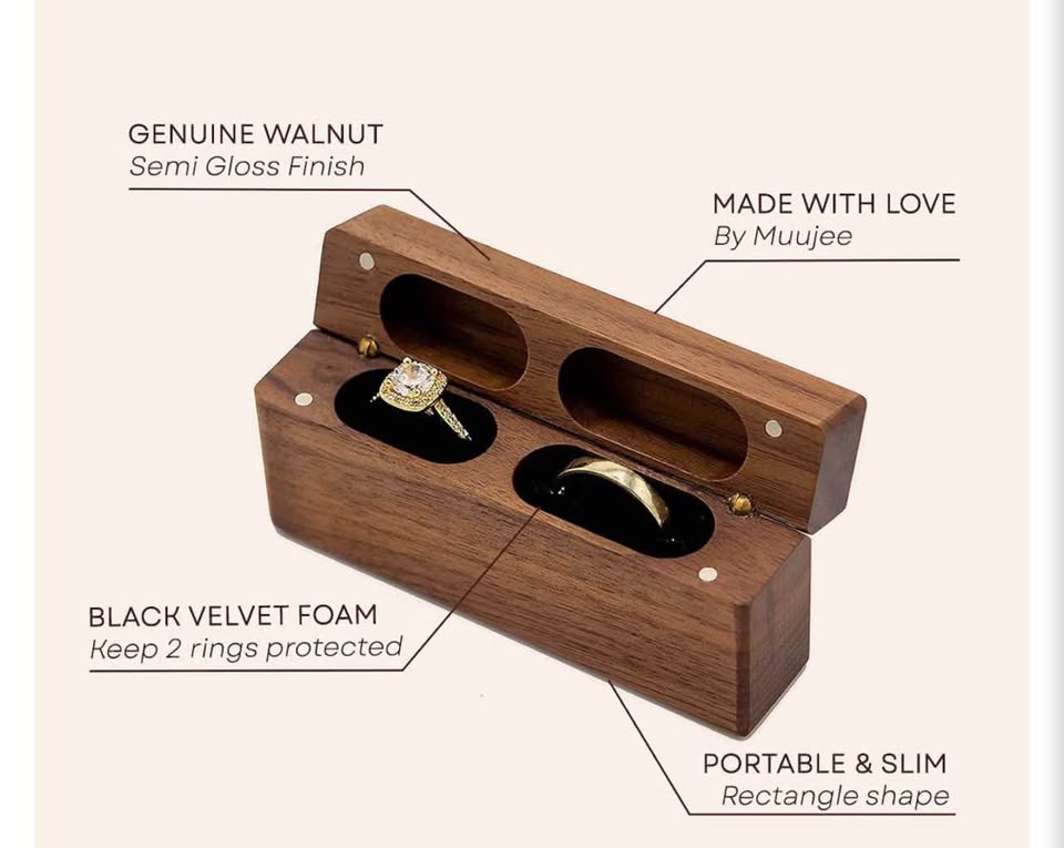 Muujee Walnut Double Ring Box