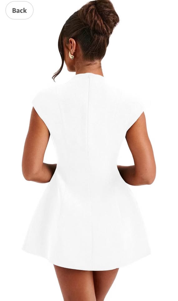 White Deep V-Neck Blazer Mini Dress M
