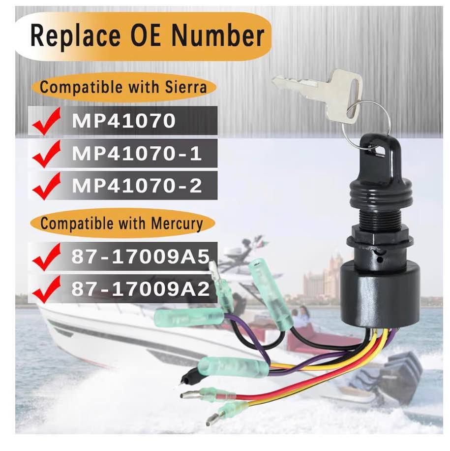 Boat Ignition Switch with Key, for Mercury Mariner Outboard Motor Control Box wi