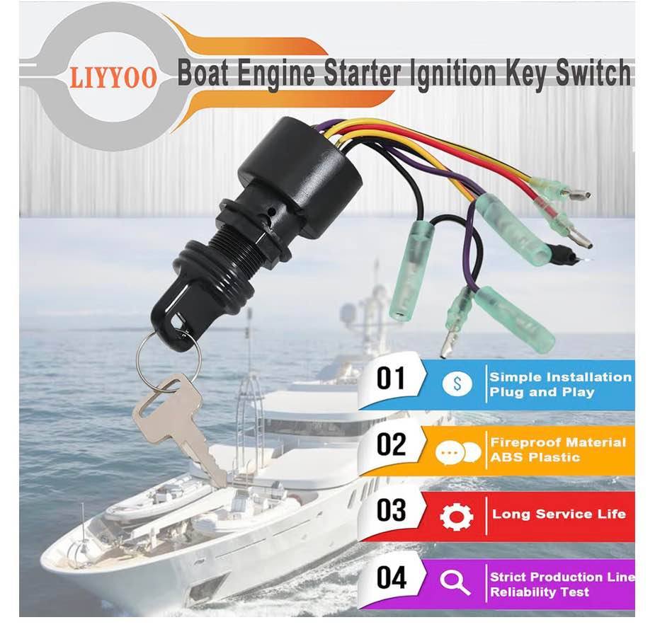 Boat Ignition Switch with Key, for Mercury Mariner Outboard Motor Control Box wi
