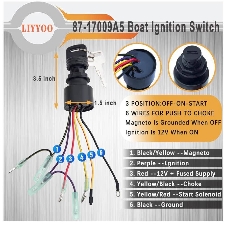 Boat Ignition Switch with Key, for Mercury Mariner Outboard Motor Control Box wi