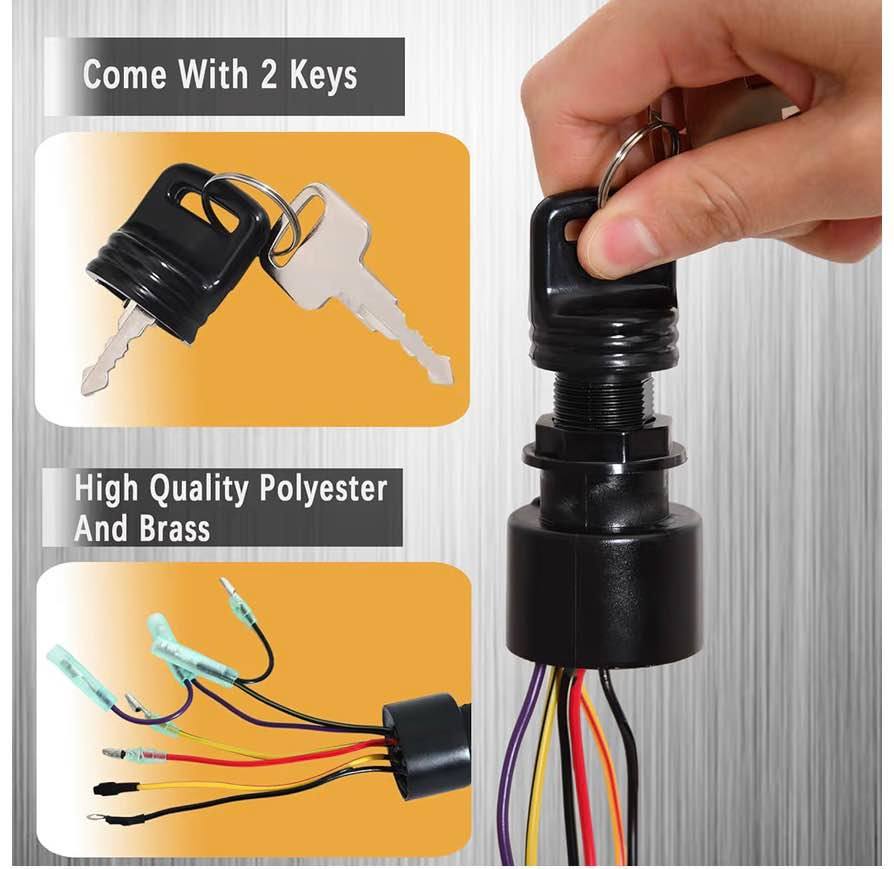 Boat Ignition Switch with Key, for Mercury Mariner Outboard Motor Control Box wi