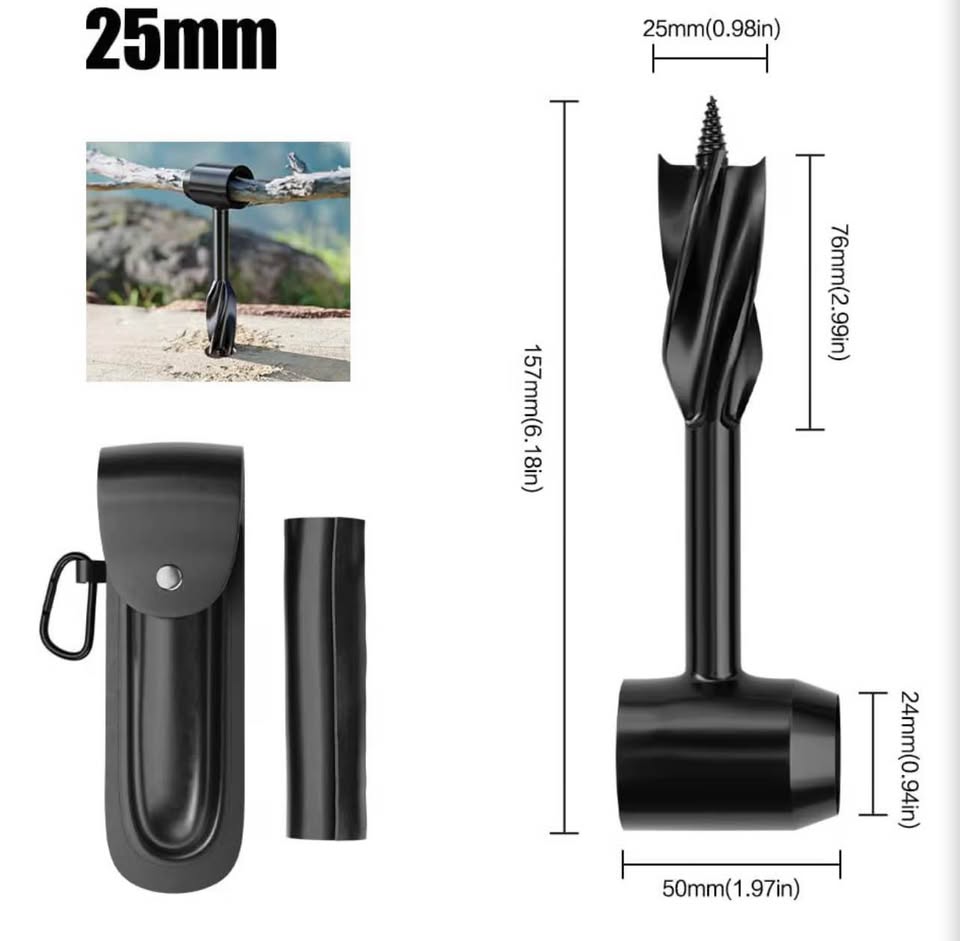 Bushcraft Settlers Tool Survival Hand Auger Wrench, Scotch Eye Auger Manual Dril