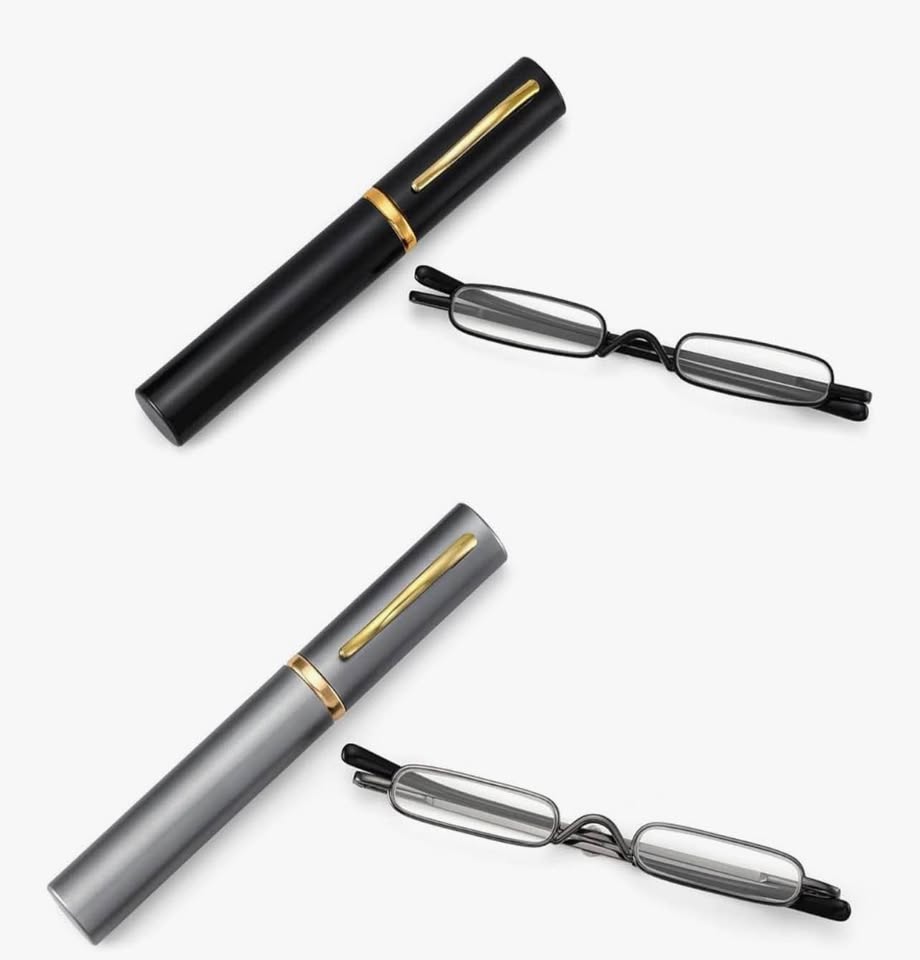 2 pack silm mini metal reading glasses compact lightweight portable readers with