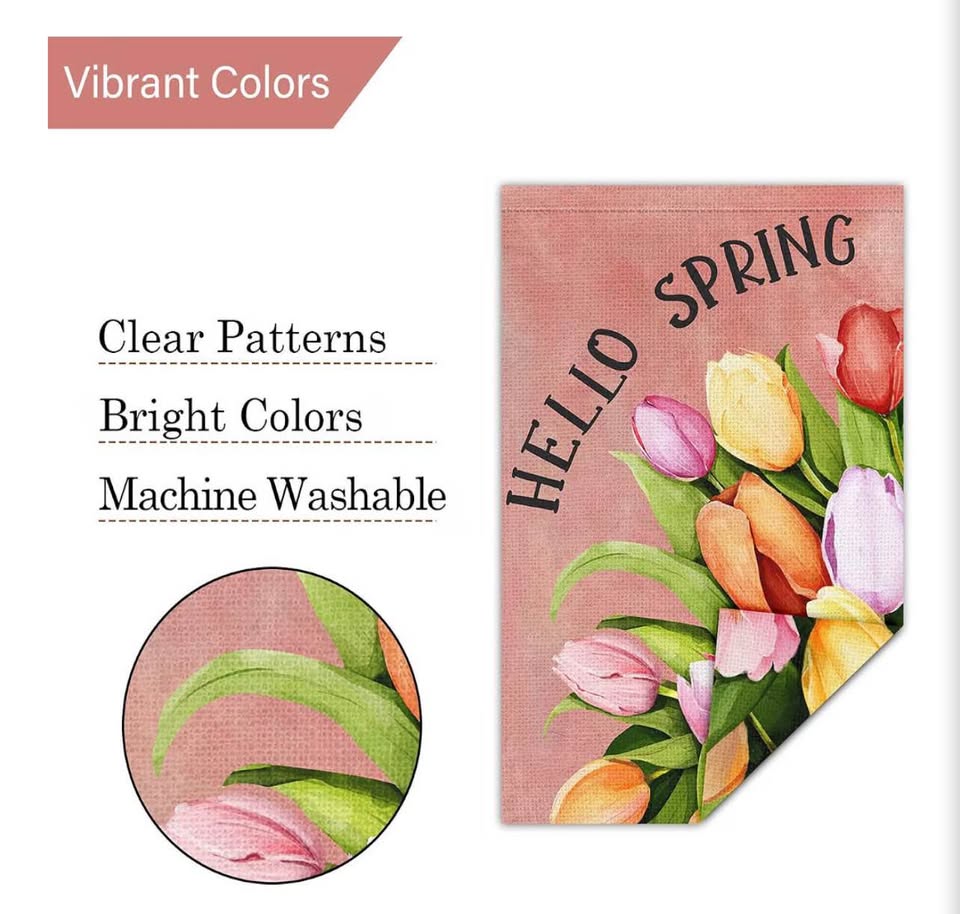Hello Spring Tulip Garden Flag