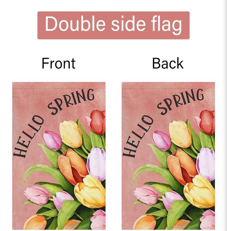 Hello Spring Tulip Garden Flag