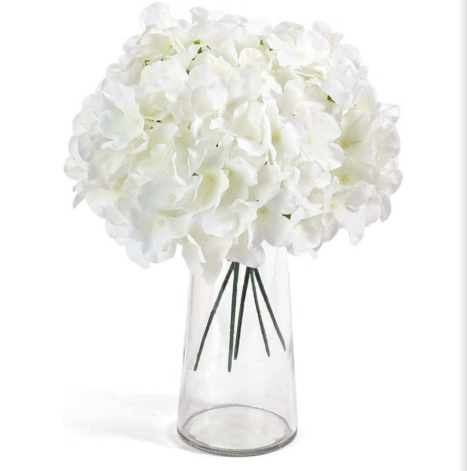 Auihiay 64 PCS Artificial Hydrangea Flowers, Silk Hydrangea Full Flowers Heads w