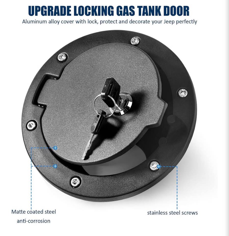 Fuel Filler Door Locking Gas Tank Cap Cover Compatible with Jeep Wrangler Access
