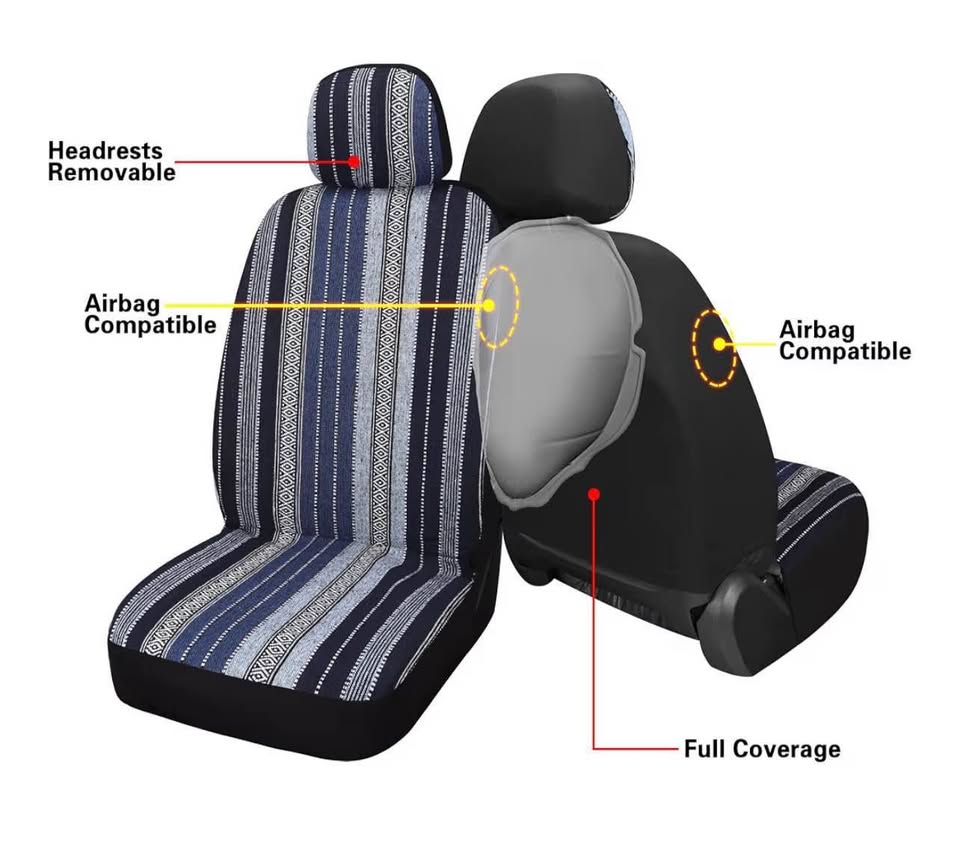 Pariitadin Baja Saddle Blanket Car Seat Covers Full Set with Seat Belt Pads