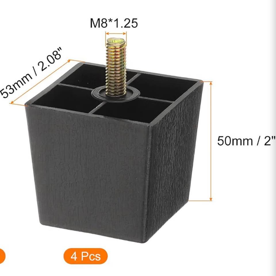 2 inch Plastic Furniture Legs, Set of 4 Square Tapered Table Sofa Cabinet Bed Le