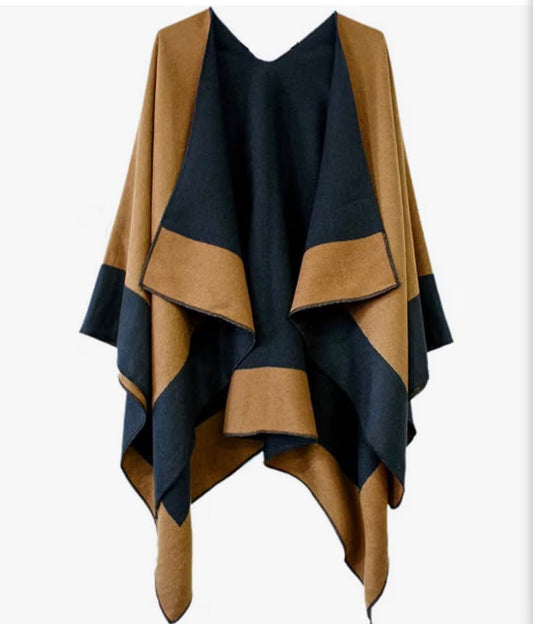 Women's Shawl Wrap Poncho Ruana Cape Cardigan Sweater Open Front for Fall Winter
