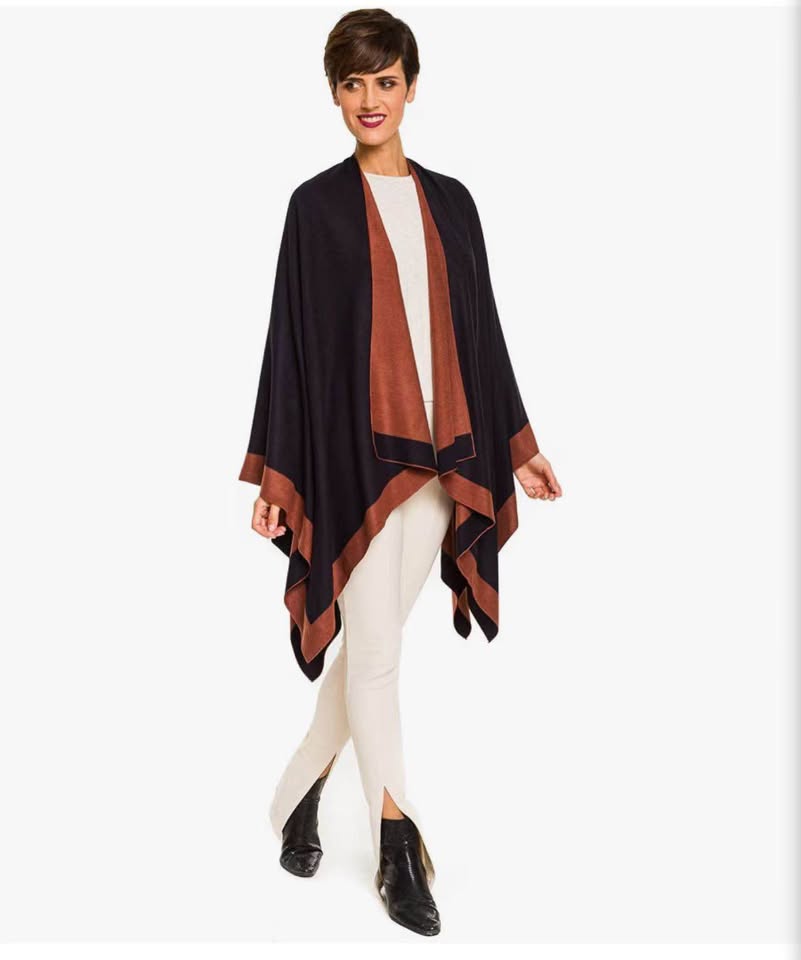Women's Shawl Wrap Poncho Ruana Cape Cardigan Sweater Open Front for Fall Winter