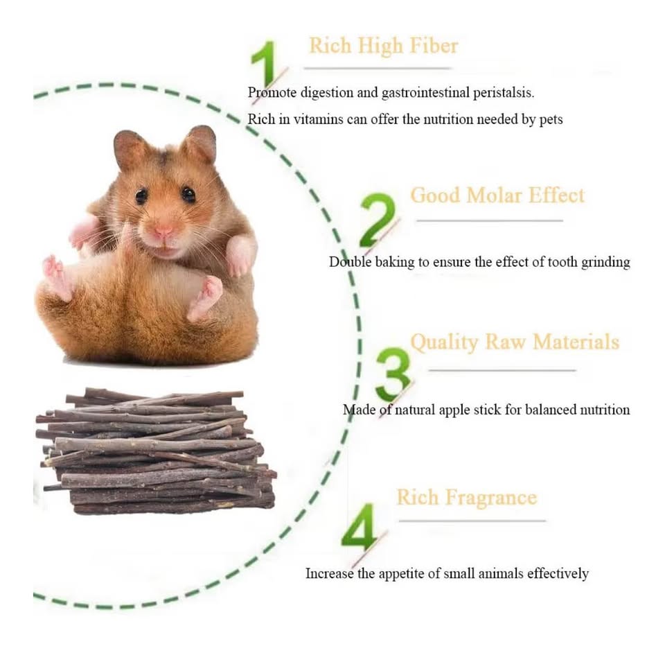 Apple Tree Sticks 2.2lb 1000g, Natural Wood Molar Sticks, Pet Chew Toys for Guin
