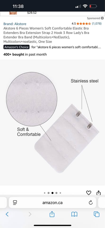 6 pcs Women's soft comfortable elastic bra extenders