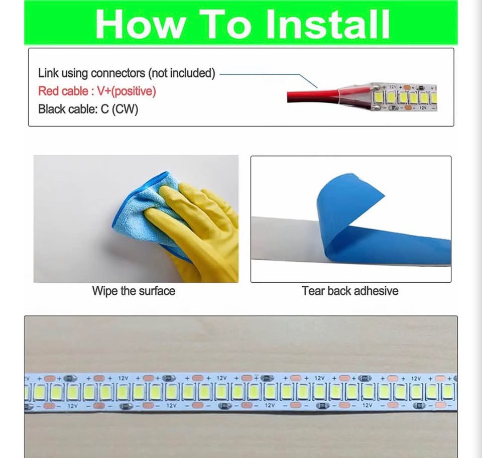 LED Strip Lights, SMD 2835 LED Strip, DC12V 1200LEDs 16.4Ft 26000LM High Density