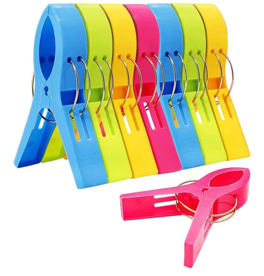 Beach Towel Clips, 8 Pack Beach Clips for Beach Chair Colorful Plastic Clothes P