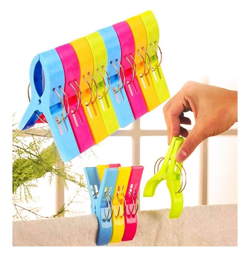 Beach Towel Clips, 8 Pack Beach Clips for Beach Chair Colorful Plastic Clothes P
