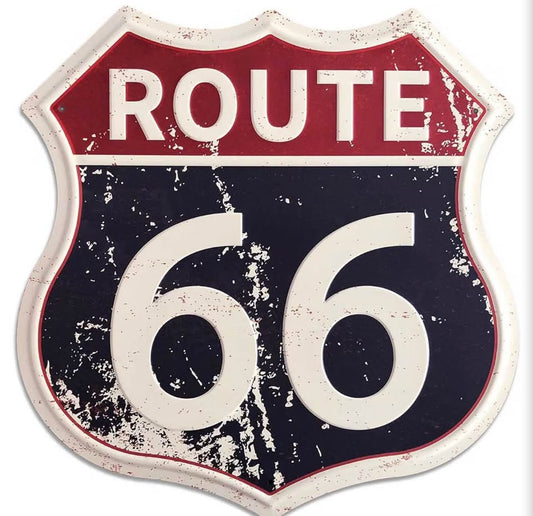 SUDAGEN Route 66 Signs Vintage Road Signs with Polygon Metal Tin Sign for Wall D