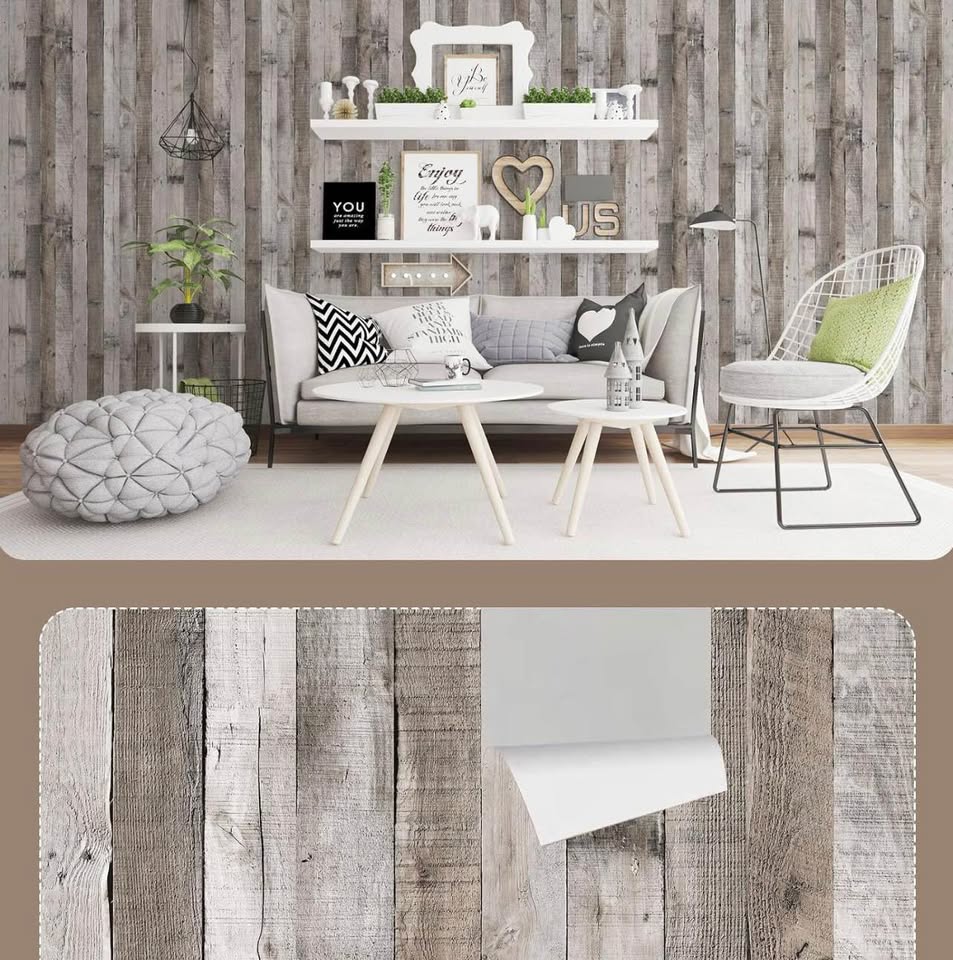 Wood Wallpaper Rustic Stick and Peel Self 17.3x236.2inch