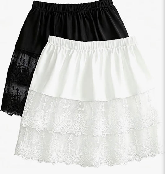 Lace Trim Skirt Extenders - Set of 2