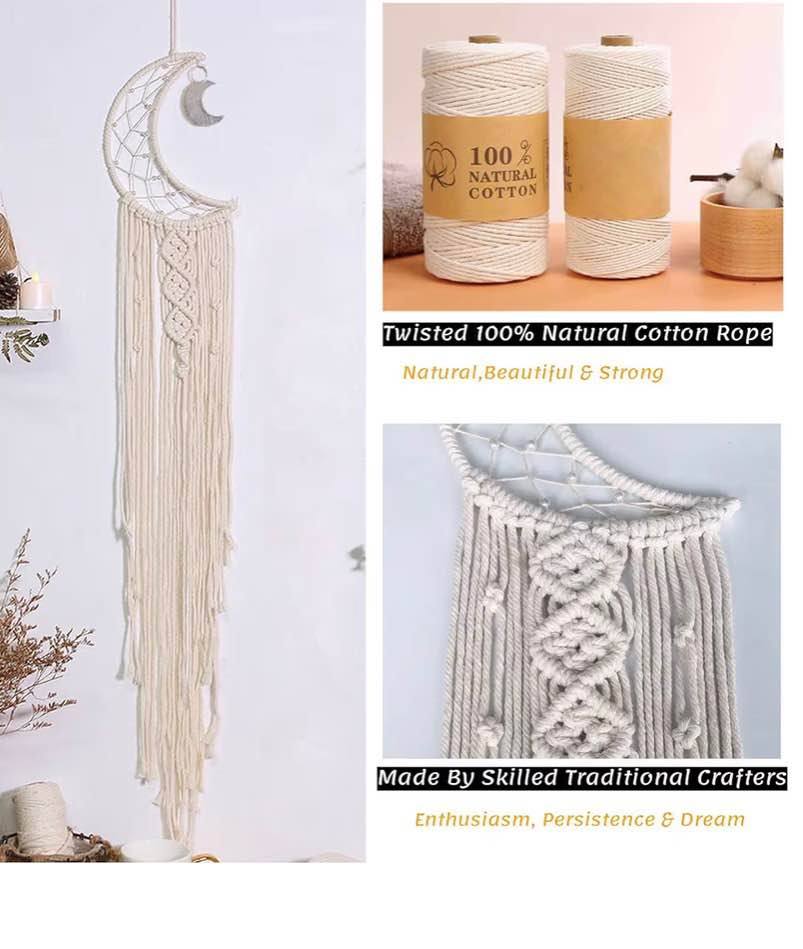 Dream Catchers, Moon Dream Catcher with Lights-Macrame Dreamcatcher Bedroom Wall