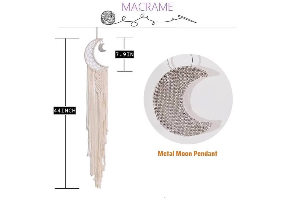 Dream Catchers, Moon Dream Catcher with Lights-Macrame Dreamcatcher Bedroom Wall
