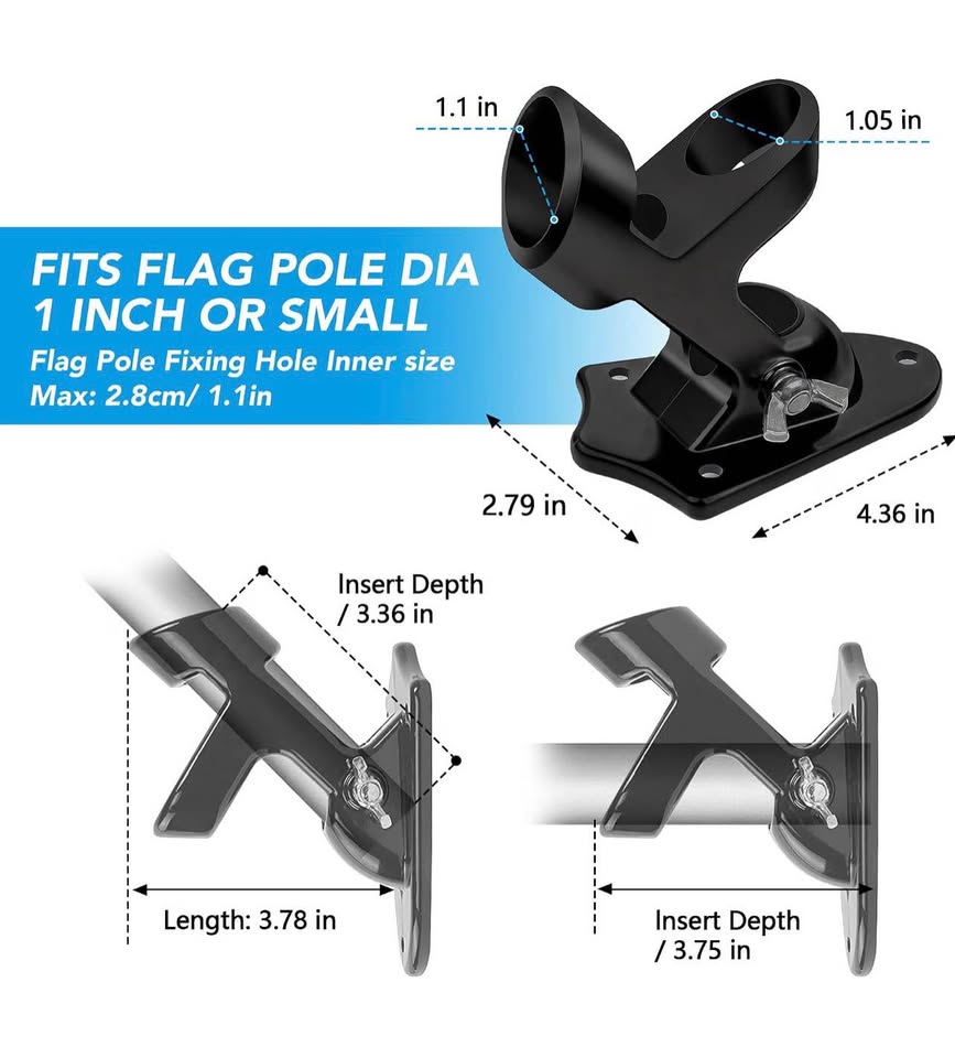 Heavy Duty Aluminum Alloy Two-Position Flag Pole Holder Bracket