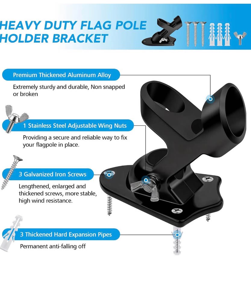 Heavy Duty Aluminum Alloy Two-Position Flag Pole Holder Bracket