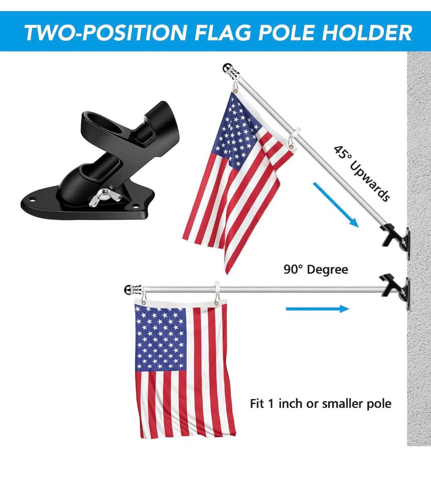 Heavy Duty Aluminum Alloy Two-Position Flag Pole Holder Bracket