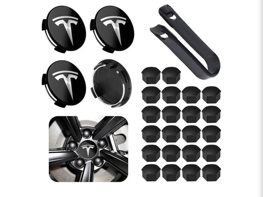 Tesla Wheel Center Cap and Lug Nut Cover Kit