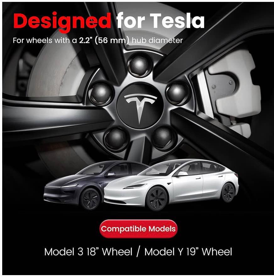 Tesla Wheel Center Cap and Lug Nut Cover Kit