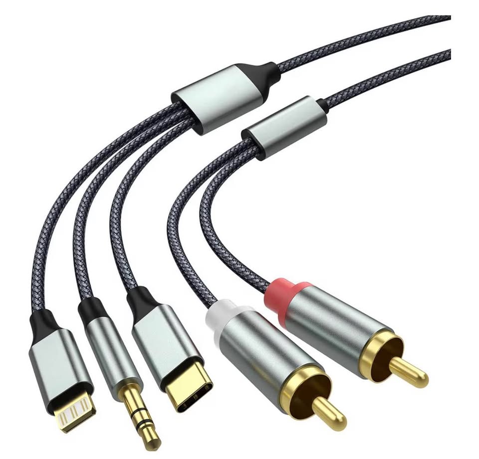 Lightning to RCA Cable Audio Aux Adapter,RCA to 3.5mm Cable，USB C to 2 RCA Audio