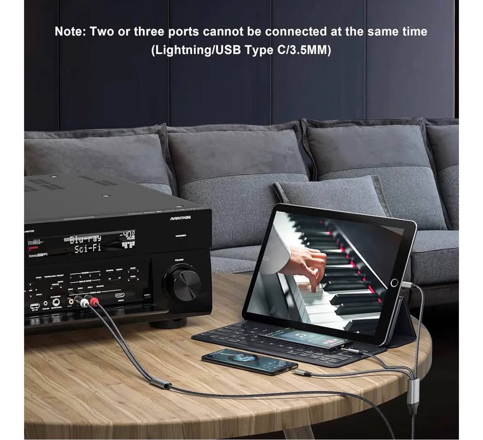 Lightning to RCA Cable Audio Aux Adapter,RCA to 3.5mm Cable，USB C to 2 RCA Audio
