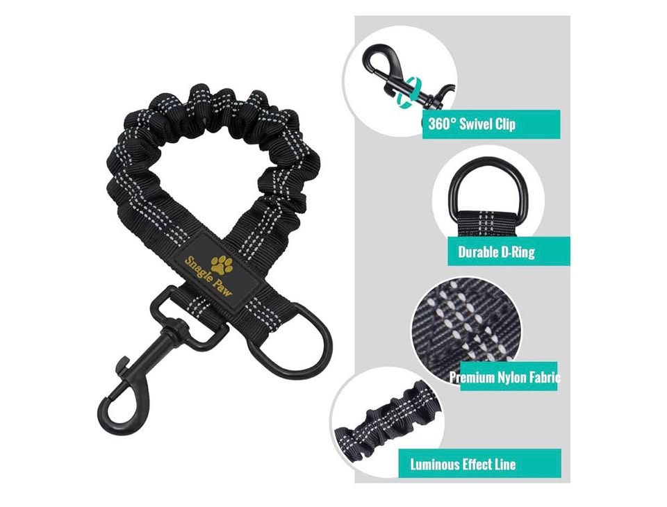 Bungee Leash Extension Attachment, 21” Shock Absorbing Lead Extension Absorber, 