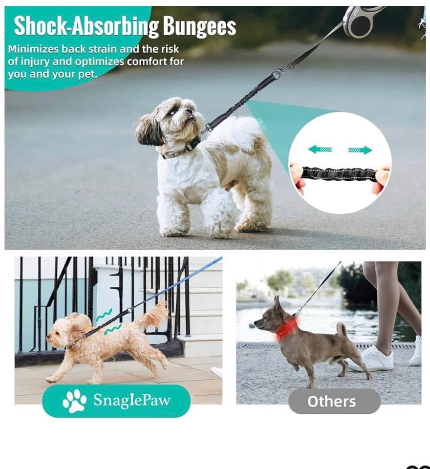 Bungee Leash Extension Attachment, 21” Shock Absorbing Lead Extension Absorber, 