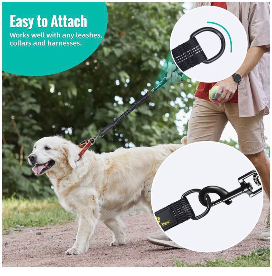 Bungee Leash Extension Attachment, 21” Shock Absorbing Lead Extension Absorber, 