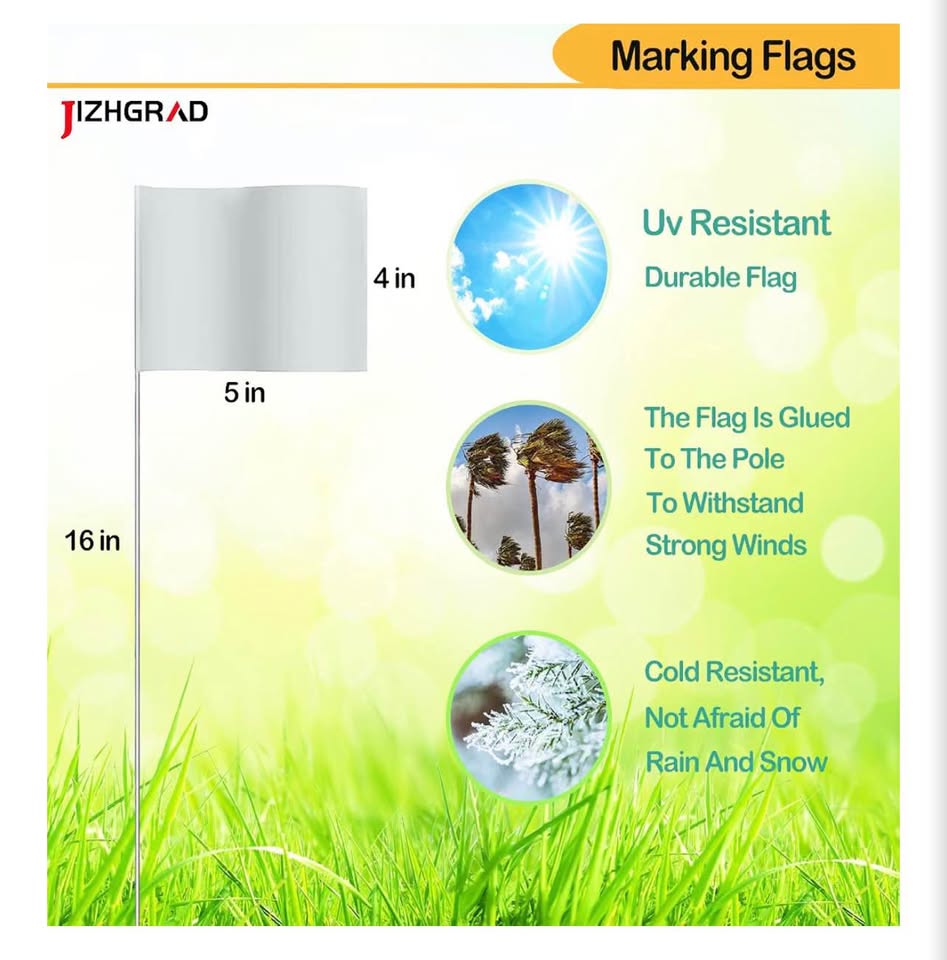 JIZHGRAD White Marking Flags-100packs
