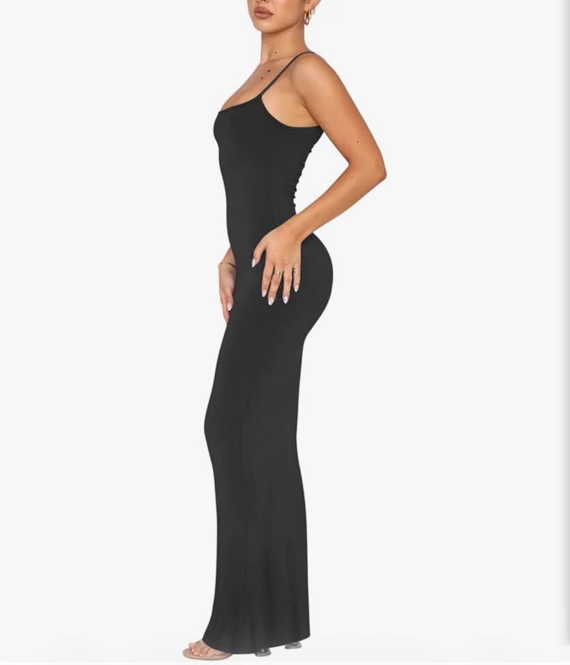 Black Bodycon Maxi Dress with Spaghetti Straps