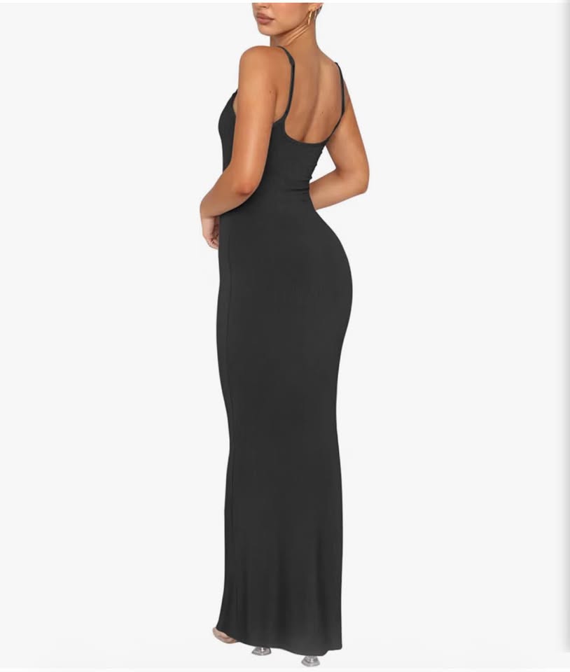 Black Bodycon Maxi Dress with Spaghetti Straps