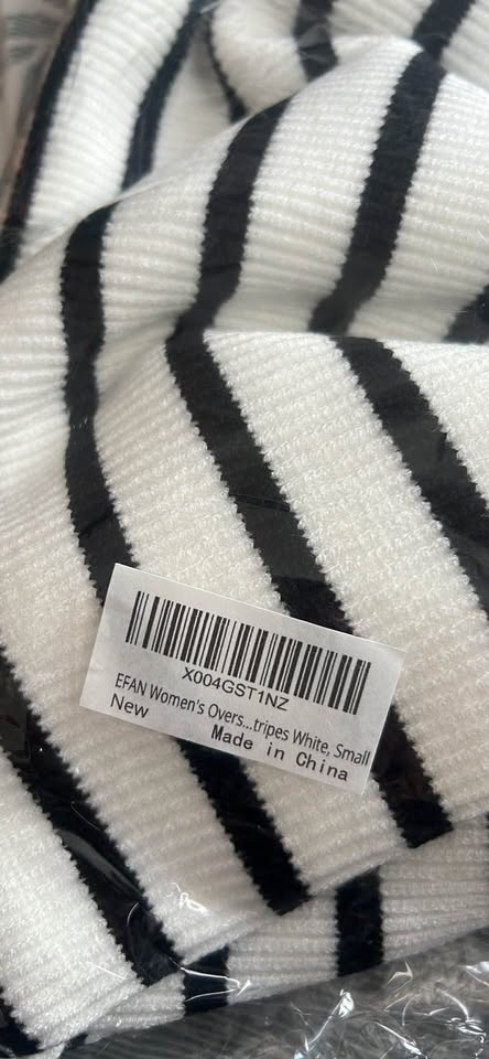 Oversized Striped Crewneck Sweater,Small